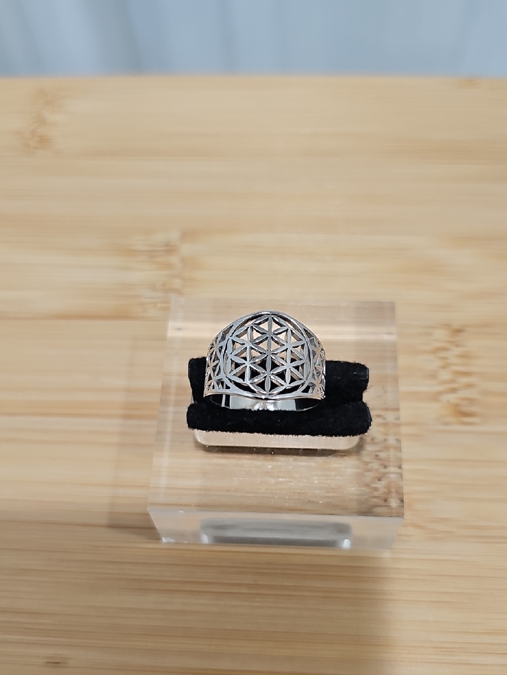 Stainless Steel Geometric Dome Ring - Silver